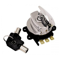 PartzBiz HD MU15010 - Mid USA Chrome Ignition Switch w/ Round Key Harley Softail; Dyna & Road King