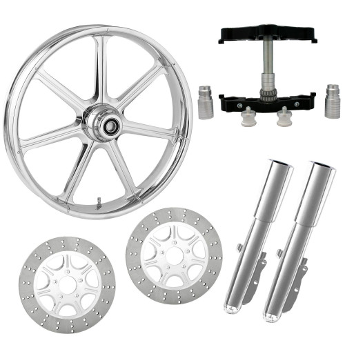 PartzBiz HD: 4408870-Mission Chrome 23" Wheel Tire Dual Rotors w/ Raked Triple Trees Lowers & Sliders | MISSION-DUAL-CHR-KIT-PCKG PartzBiz HD: 4408870-Mission Chrome 23" Wheel Tire Dual Rotors w/ Raked Triple Trees Lowers & Sliders | MISSION-DUAL-CHR-KIT-PCKG