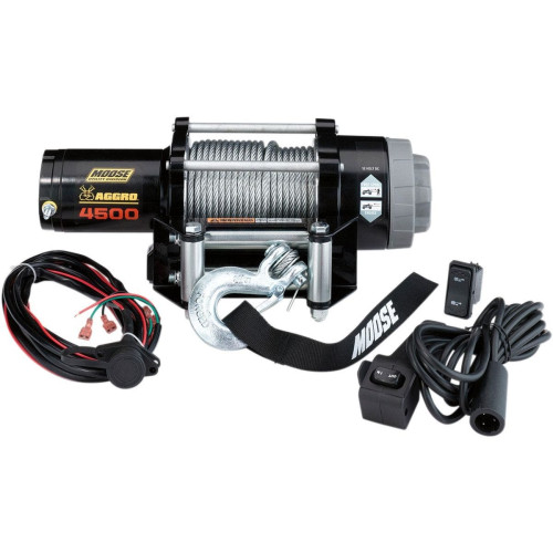 PartzBiz HD: 4408856-Moose 4500 LB Aggro UTV Winch เชือกลวดแบบมีสายระยะไกล w/Dash Switch 104310