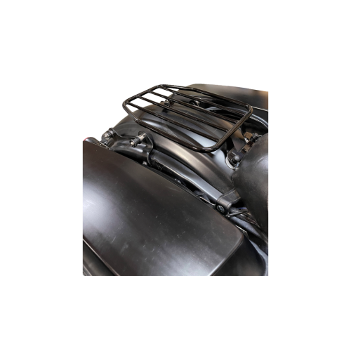 PartzBiz HD: 4408807-Motherwell Gloss Black Solo ชั้นวางสัมภาระแบบแข็งสำหรับ Harley Touring 09-22 | MWL-462-GB
