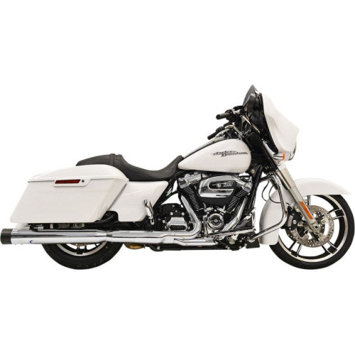 PartzBiz HD: 4408677-Bassani DNT Deep N Throaty Chrome Black Tip 4 ” Slip On Mufflers Straight FLH 17 | 1F72DNT5