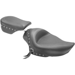PartzBiz HD MD76154 - Mustang Solo Studded Black Seat 4 Harley 04-21 XL W/ ถัง 3.3 แกลลอน | 76154