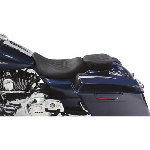 PartzBiz HD: 4408608-Mustang 76694 Black Diamond Stitch Wide Low Tripper Solo Seat 08-23 Harley FL 0801-0741 08010741 489265