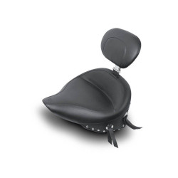 PartzBiz HD MD79485 - Mustang Seat 79485 Wide Chrome Studded Solo Seat พร้อมพนักพิง 08-23 Harley FL 489168 0802-0491 08020491
