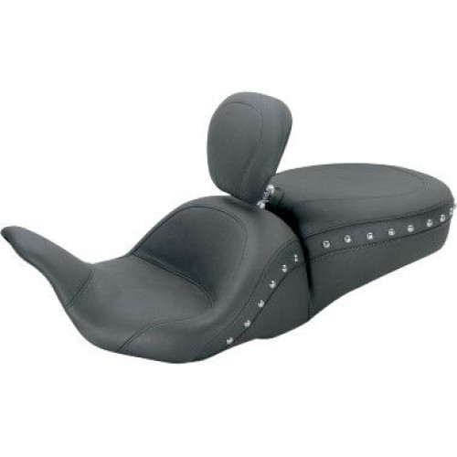PartzBiz HD: 4408531-Mustang Lowdown Studded Chrome Seat W/ พนักพิงคนขับ Harley Touring FLH 08-17 | 79704 PartzBiz HD: 4408531-Mustang Lowdown Studded Chrome Seat W/ พนักพิงคนขับ Harley Touring FLH 08-17 | 79704