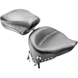 PartzBiz HD MD76180 - Mustang Seat Wide Chrome Studded เบาะหลังสำหรับ Solo Harley 08-15 FLSTC/S | 76180
