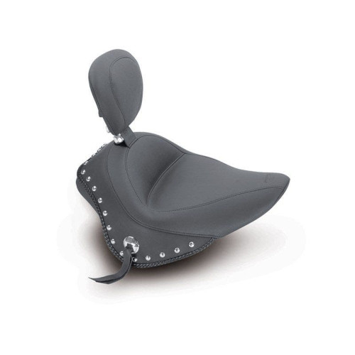 PartzBiz HD: 4408476-Mustang Seat Wide Chrome Studded Solo Seat w/ Backrest Harley Softail FXS & FLS | 79740 PartzBiz HD: 4408476-Mustang Seat Wide Chrome Studded Solo Seat w/ Backrest Harley Softail FXS & FLS | 79740