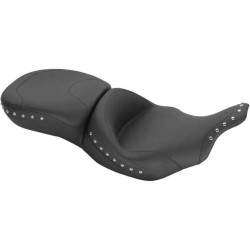 PartzBiz HD MD76970 - Mustang Seats Super Touring Chrome Studded Seat for Harley FLHT FLTR 97-07 | 76970