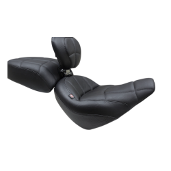 PartzBiz HD MD79494 - Mustang Solo Front Black Harley Seat W/ Backrest Cube Stitch 18-23 FXBB/FXBBS | 79494