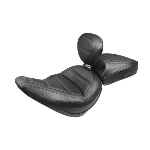 PartzBiz HD: 4408426-Mustang Solo Front Black Harley Seat W/ Backrest Quad Stitch 18-23 FLSL | 79028