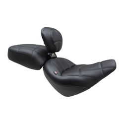 PartzBiz HD MD79495 - Mustang Solo Rear Black Harley Seat W/ Backrest Cube Stitch 18-23 FXBB/FXBBS | 79495