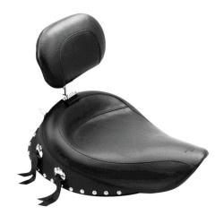 PartzBiz HD MD79109 - Mustang Studded Wide Solo Seat with Removable Driver Backrest for Harley Dyna 96-03 | 79109