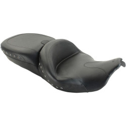 PartzBiz HD MD76862 - Mustang Summit One-Piece Black Studs Touring Seat w/ Receiver Harley FL 14-17 | 76862