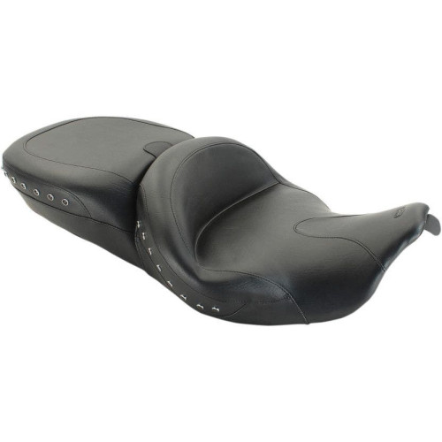 PartzBiz HD: 4408414-Mustang Summit One-Piece Black Studs Touring Seat w/ Receiver Harley FL 14-17 | 76862