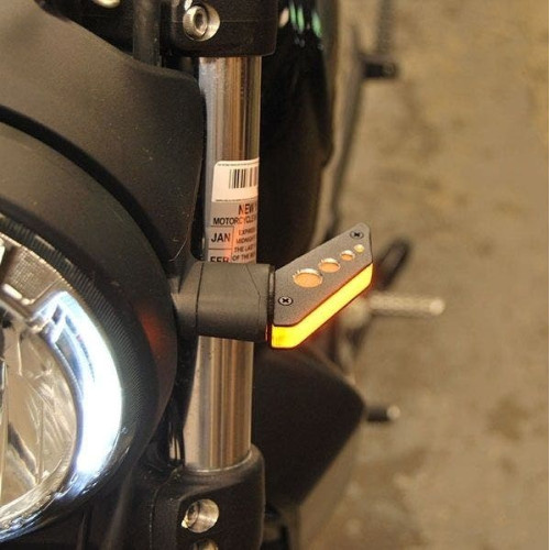 PartzBiz HD: 4408156-New Rage Cycles CD62-FB Black Front LED Turn Signals 15-18 Ducati Scrambler indicator marker side replacement upgrade best new motorcycle cafe racer sixty2 desert sled