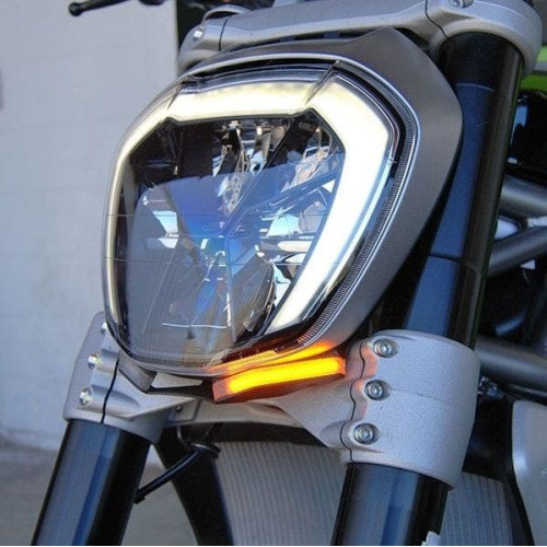 PartzBiz HD: 4408143-New Rage Cycles XD-FS Black Front LED Turn Signals 16-18 Ducati XDiavel 1200 indicator marker side replacement upgrade best new motorcycle
