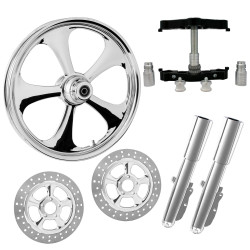 PartzBiz HD NITRO-DUAL-CHR-KIT-PCKG - Nitro Chrome 23" Wheel Tire Dual Rotors w/ Raked Triple Trees Lowers & Sliders | NITRO-DUAL-CHR-KIT-PCKG