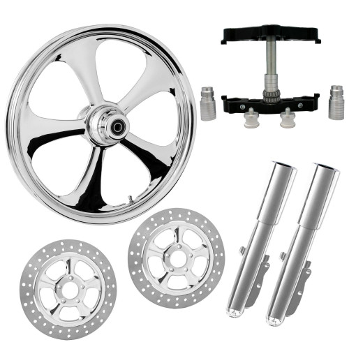 PartzBiz HD: 4408111-Nitro Chrome 23" Wheel Tire Dual Rotors w/ Raked Triple Trees Lowers & Sliders | NITRO-DUAL-CHR-KIT-PCKG PartzBiz HD: 4408111-Nitro Chrome 23" Wheel Tire Dual Rotors w/ Raked Triple Trees Lowers & Sliders | NITRO-DUAL-CHR-KIT-PCKG