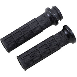 PartzBiz HD DS06302691 - ODI Harley Hart-Luck Signature V-Twin Black Grips Harley w/ Cable Throttle 84-Up