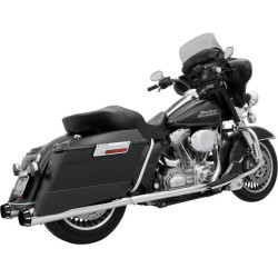 PartzBiz HD ds18001301 - Bassani Chrome +P Bagger Stepped True Duals Power Curve Headers 4” Mufflers Blk | 1F46R