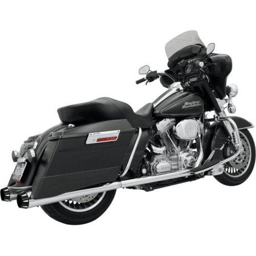 PartzBiz HD: 4408015-Bassani Chrome +P Bagger Stepped True Duals Power Curve Headers 4” Mufflers Blk | 1F46R PartzBiz HD: 4408015-Bassani Chrome +P Bagger Stepped True Duals Power Curve Headers 4” Mufflers Blk | 1F46R