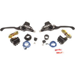 PartzBiz HD PM0062-4020-BM - Performance Machine ชุดควบคุมแฮนด์ Black Contrast 9/16 ไฮดรอลิก 3 ปุ่ม | 0062-4020-BM PartzBiz HD PM0062-4020-BM - Performance Machine ชุดควบคุมแฮนด์ Black Contrast 9/16 ไฮดรอลิก 3 ปุ่ม | 0062-4020-BM