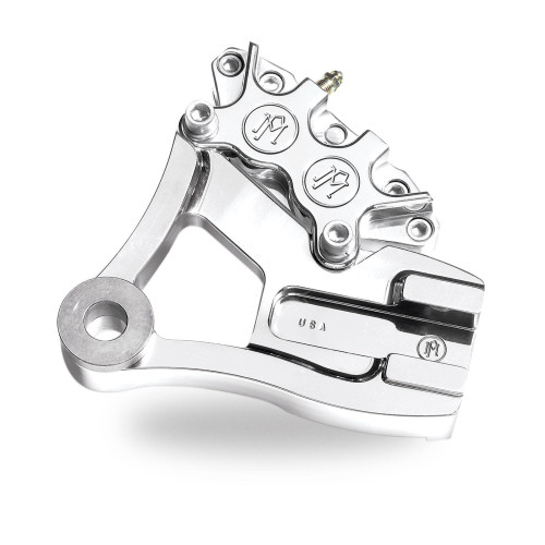 PartzBiz HD: 4407020-PM Chrome 4 Piston Rear Brake Caliper สำหรับ Harley Dyna 91-99 Models - 1279-0052-CH PartzBiz HD: 4407020-PM Chrome 4 Piston Rear Brake Caliper สำหรับ Harley Dyna 91-99 Models - 1279-0052-CH