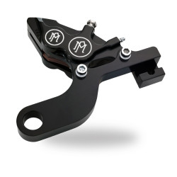 PartzBiz HD PM1287-0073-BM - PM Contrast Cut 4 ลูกสูบด้านหลังเบรค Caliper สำหรับ Harley Touring 00-01 - 1287-0073-BM