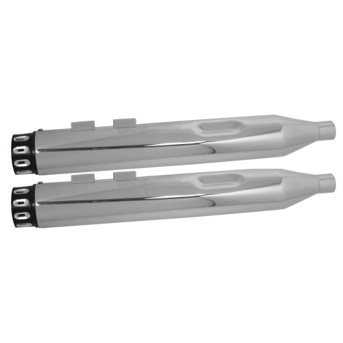 PartzBiz HD: 4406891-Power House Chrome 4" Slip-On Mufflers Black Step Down Tip Harley Dresser 85-16 PartzBiz HD: 4406891-Power House Chrome 4" Slip-On Mufflers Black Step Down Tip Harley Dresser 85-16