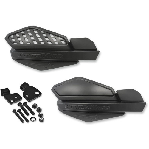 PartzBiz HD: 4406829-PowerMadd Cobra Black Star Series แฮนด์การ์ดและชุดติดตั้ง Harley 14-16 Hydraulic