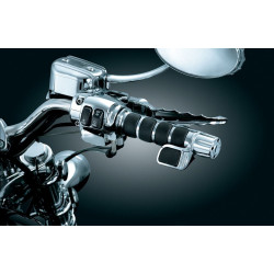 PartzBiz HD KA6342 - Kuryakyn Chrome Premium ISO Grips พร้อม Contour Throttle Boss Harley Cable Control | 6342 PartzBiz HD KA6342 - Kuryakyn Chrome Premium ISO Grips พร้อม Contour Throttle Boss Harley Cable Control | 6342