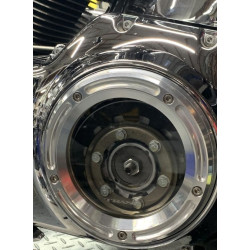 PartzBiz HD DS11070642 - Trask TM-0040R Raw Billet Assault Clear Derby Cover 5-Hole Harley 98-18 1107-0642 11070642 softail road electra glide dyna breakout big twin Sporty ดีที่สุดสำหรับ 883 1200
