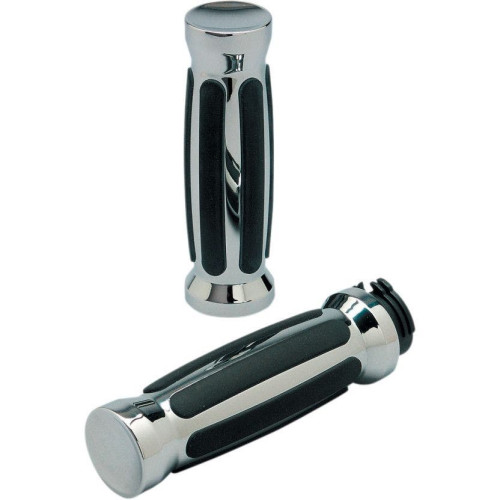 PartzBiz HD: 4406725-Pro-One Chrome w/ Straight Rubber Hand Grips for Harley Cable Throttle 84-17 | 490000 PartzBiz HD: 4406725-Pro-One Chrome w/ Straight Rubber Hand Grips for Harley Cable Throttle 84-17 | 490000