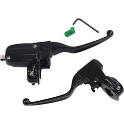 PartzBiz HD DS06102146 - Drag Black 15mm Master 1 1/4" Bar Brake Clutch Lever Kit Harley FLT Touring 08-13 0610-2146 06102146 dyna glide wide electra road street king sportster sporty mechanical hydraulic disc single dual Harley Davidson Softail Fat Boy Slim FLSS FLSTFBS Cus