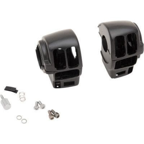 PartzBiz HD: 4406333-Drag Black 1 1/4" Handlebar Control Switch Housing Kit Harley FLH/T 08-13 0616-0355 06160355 dyna glide wide electra road street king sportster sporty mechanical hydraulic disc single dual Harley Davidson Softail Fat Boy Slim FLSS FLSTFBS Custom Chop