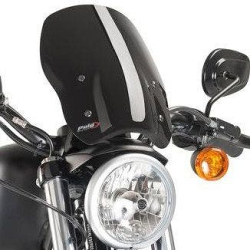 PartzBiz HD: 4406245-Puig 9283N สีดำ New Generation Naked Windscreen Harley Sportster XL 04-17 sporty iron 883 1200 nightster roadster replacement upgrade wind flyscreen