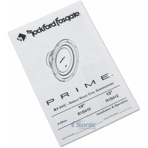 PartzBiz HD: 4405017-Rockford Fosgate R1S4-12 Prime R1 12" 300 Watt 4-Ohm SVC Car Audio Subwoofer Sub | R1S4-12