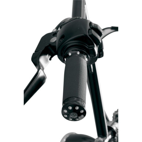PartzBiz HD: 4404917-Roland Sands Design RSD Black Contrast Tracker Billet Hand Grips สายคันเร่ง | 0063-2019-บีเอ็ม