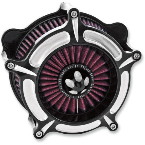 PartzBiz HD: 4404800-Roland Sands RSD Black Contrast Cut Turbine Air Cleaner Harley 91-19 XL CV EFI | 0206-2039-BM