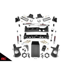 PartzBiz HD RT-27220A - Rough Country 27220A 6" Lift Kit w/ N3 Shocks 99-06 Chevy Silverado Sierra 1500 GMC Chevy Truck Lift Suspension Shocks Torsion Keys Leaf Spring Blocks U bolts Upgrade Best New Front Rear Suspension
