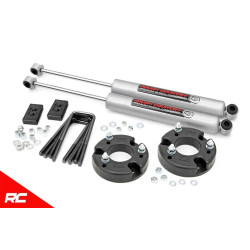 PartzBiz HD RT-52230 - Rough Country 52230 2" Leveling Lift Kit 09-19 Ford F150 w/ N3 Shocks Suspension XL XLT STX King Ranch Platinum Lariat FX4 SSV Shocks Strut Spacers Front Rear Blocks