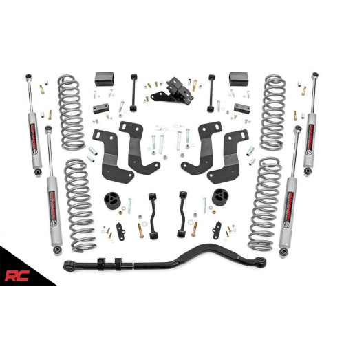 PartzBiz HD: 4404597-Rough Country 66830 3.5" Lift Kit w/ N3 Shocks for 2018-Up Jeep Wrangler JL 4DR 4X4 sport sahara moab unlimited best new suspension upgrade shocks springs 