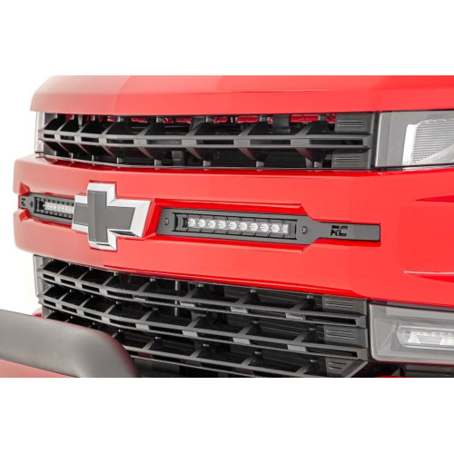 PartzBiz HD: 4404570-Rough Country 70817 Dual 10” LED Light Bar Grille Kit 2019-Up Silverado 1500 อัพเกรดใหม่ที่ดีที่สุด Z71 High Country Denali LT LTZ 4WD 4X4 2WD ไฟกระจังหน้า