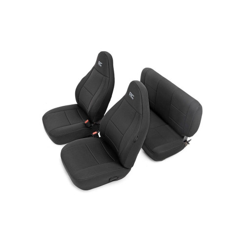PartzBiz HD: 4404554-Rough Country 91000 Black Front & Rear Seat Covers for 97-02 Jeep Wrangler TJ best new seat protection upgrade oem replacement