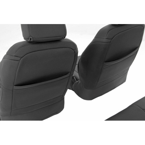 PartzBiz HD: 4404555-หยาบประเทศ 91002A Neoprene ที่นั่งสำหรับ 08-10 JEEP JK Wrangler 4 ประตูสีดำ Sahara ไม่จำกัด Mountain Rubicon กีฬาอุปกรณ์ตกแต่งภายใน