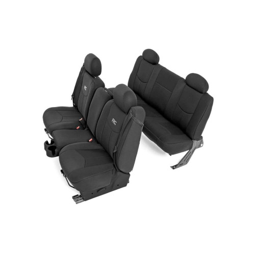 PartzBiz HD: 4404557-Rough Country 91019 Neoprene Front & Rear Seat Covers 99-06 Chevy Silverado 1500 Chevy Truck Upgrade Best New Front Rear seats protection