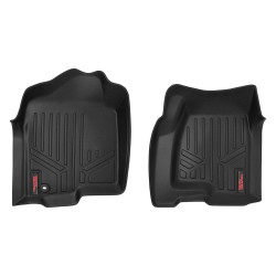 PartzBiz HD RT-M-2991 - Rough Country M-2991 Front All Weather Fitted Floor Mats 1999-2006 Chevy Silverado GMC Sierra 1500 2WD 4WD GMC Chevy Truck Upgrade Best New Foot Snow Mud Rain Custom Rubber Heavy Duty Carpet Protection