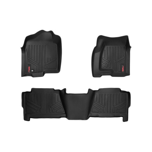 PartzBiz HD: 4404535-Rough Country M-29913 All Weather Floor Mat Set 1999-2006 Silverado Sierra 1500 2WD 4WD GMC Chevy Truck Upgrade Best New Front Rear OEM Carpet Mud Snow Dirt Sand Protection