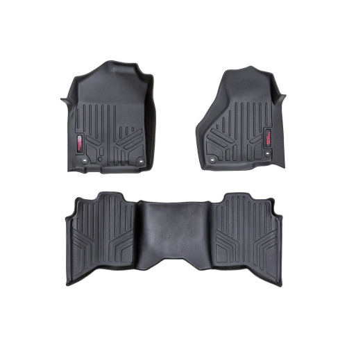 PartzBiz HD: 4404536-Rough Country M-31213 Heavy Duty All Weather Floor Mat Set 12-18 Dodge Ram 1500 Best New Upgrade Limited Long Horn Express Crew Cab Long Short Bed Mega Crew Cab 4x4 Offroad hemi V8 V6 Rebel 