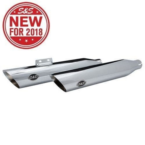 PartzBiz HD: 4404304-S&S 550-0736 Chrome Slash Cut RACE Slip-On Mufflers 18-19 Harley Softail M8 1801-1355 18011355 Milwaukee Eight Street Bob; Low Rider; Softail Slim; Fat Boy; Breakout